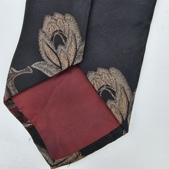 Mens Necktie Black Muilti Colored Towncraft, size 58x 3.5 inch Vintage - Picture 6 of 6